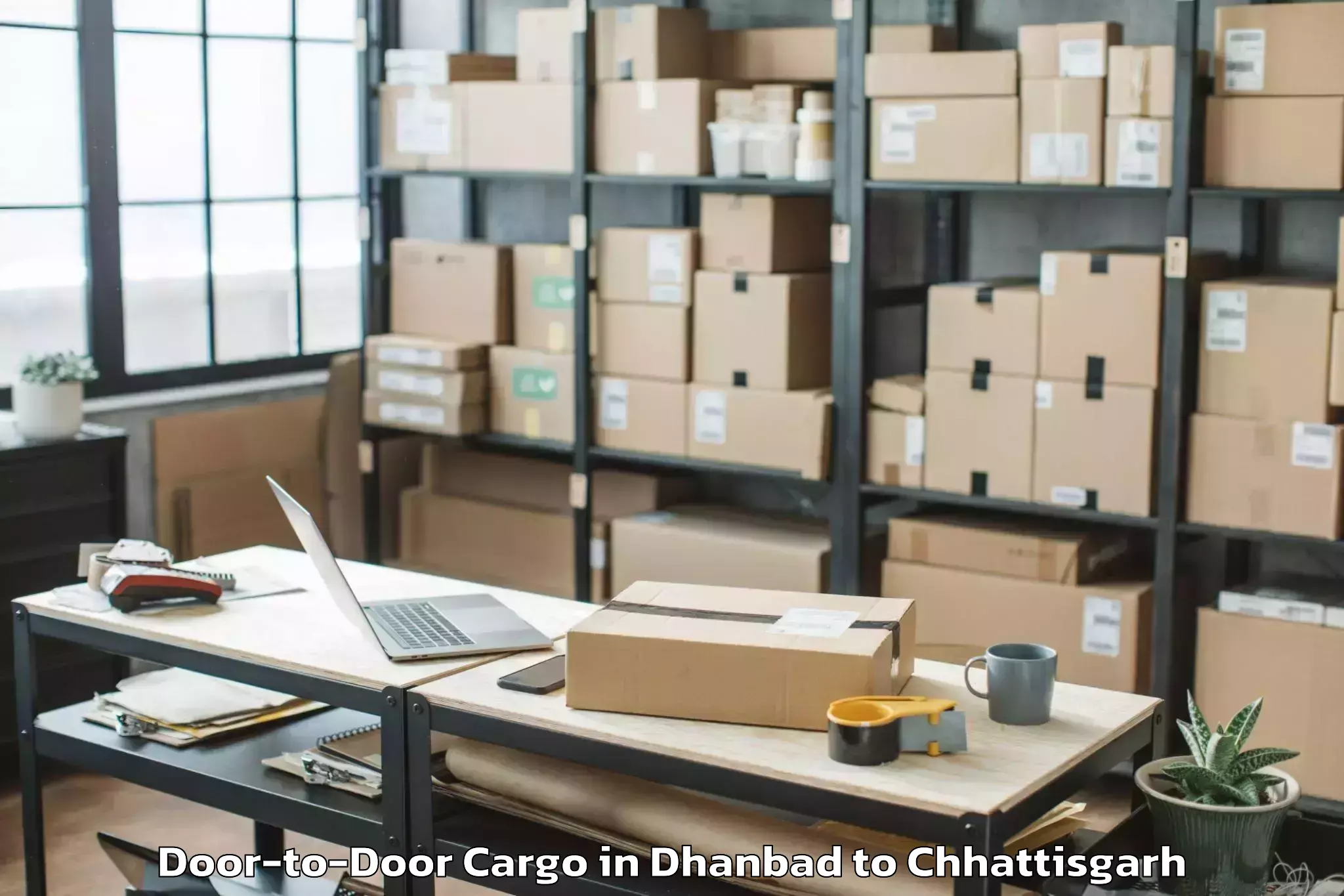 Easy Dhanbad to Bhairamgarh Door To Door Cargo Booking